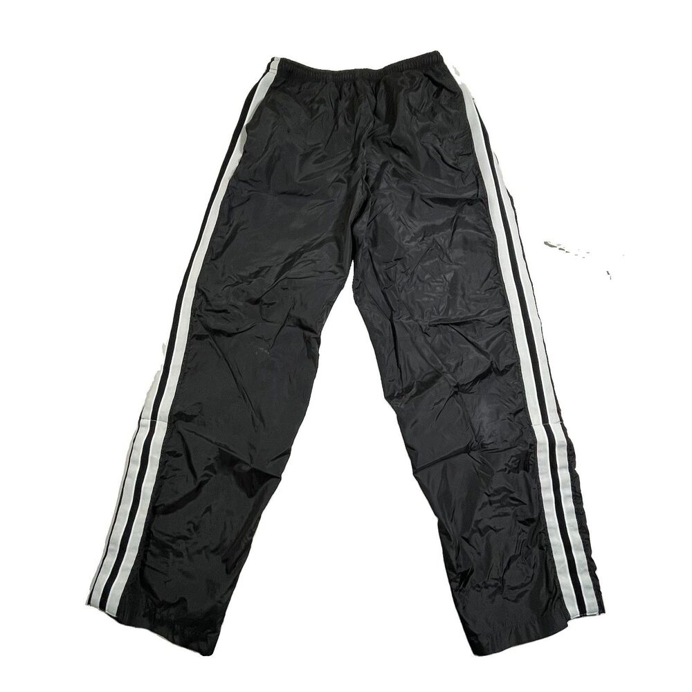 Vintage 90s Nike Black White Stripe Nylon Track Pants Windbreaker Size L